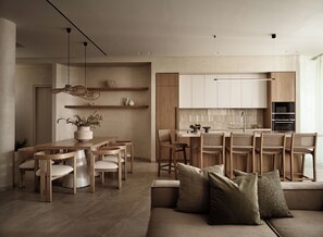 Villa | Private kitchen | Full-size fridge, microwave, oven, stovetop