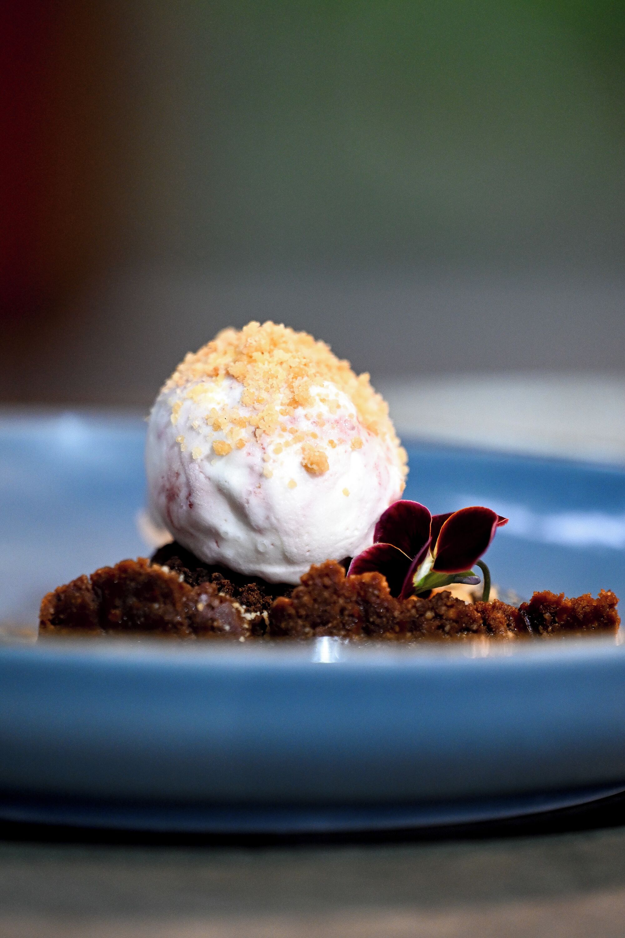 A dessert on a plate.