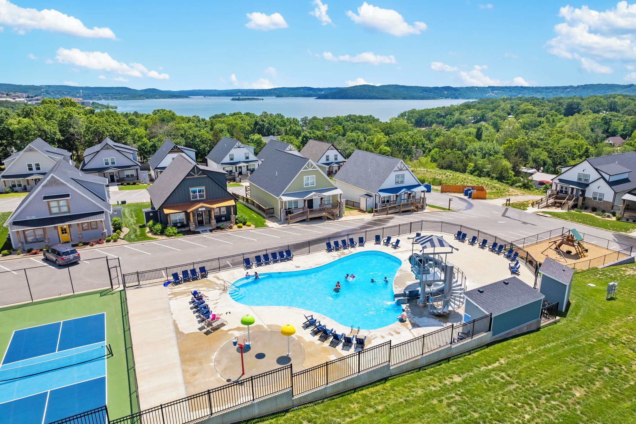 Aerial View of Outdoor Amenities at Branson Cove-All Within Walking Distance!