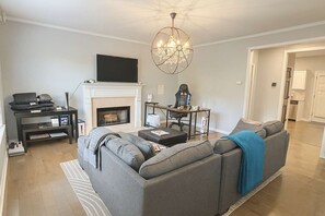 TV, fireplace, offices