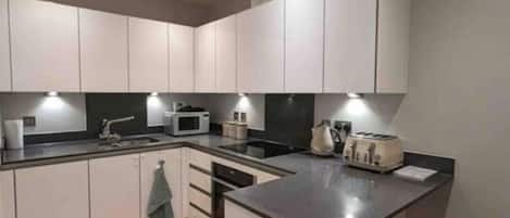 Kühlschrank, Mikrowelle, Ofen, Herdplatte
