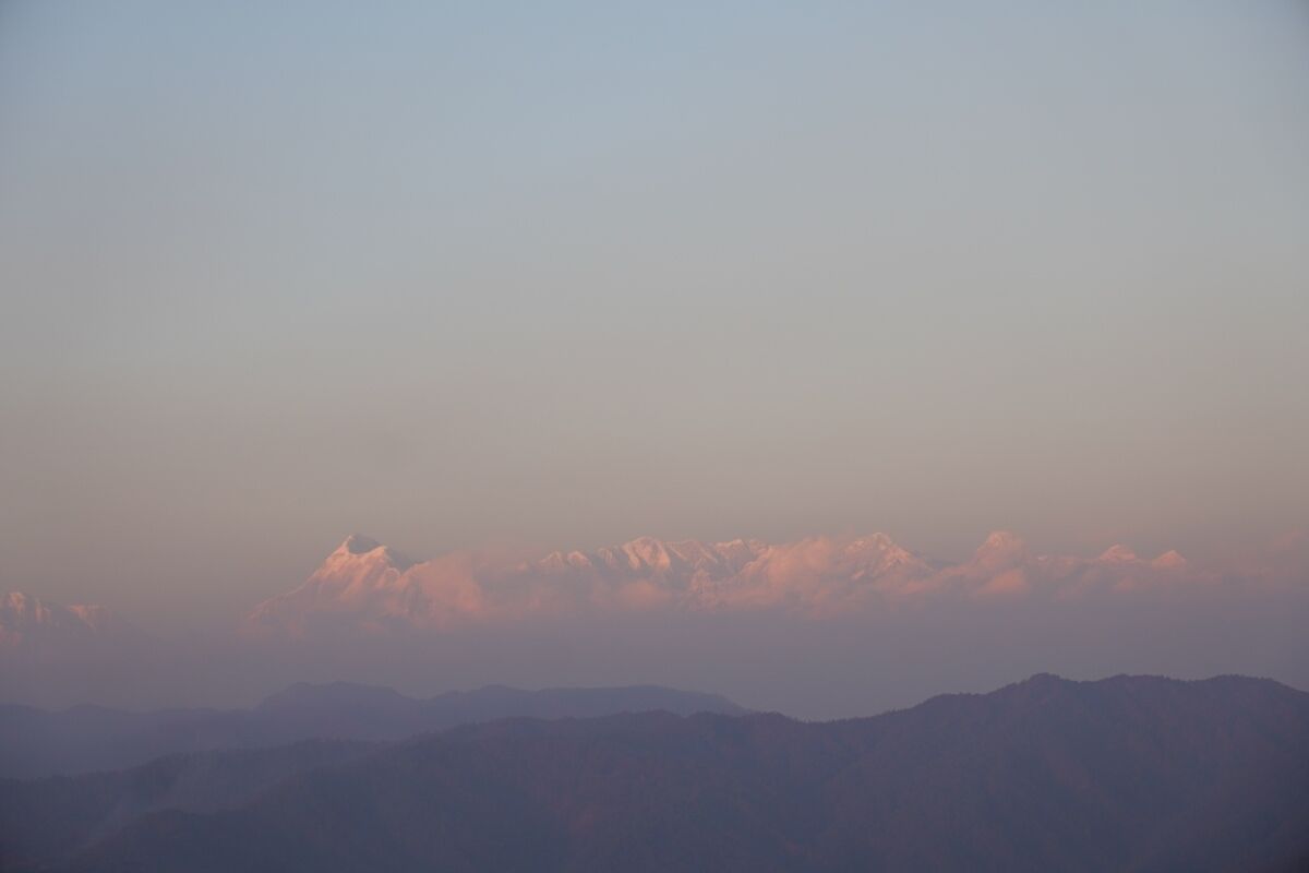 A mountain range with a clear sky.