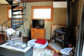 TV, lareira, DVD player