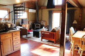 Télévision, cheminée, lecteur de DVD