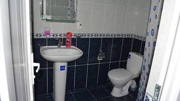 Hydromassage showerhead, free toiletries, towels