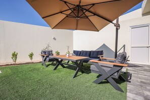 Terrace/patio - Aya - Oasis in Al Muntazah: 3BR Villa with Private Pool (Abu Dhabi)