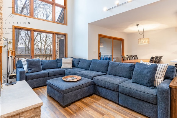 Relax in comfort with a cozy fire and a good movie