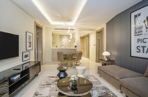 Comfort Apartment | Living area - Tanin - Luxurious 2BR Apartment in DAMAC Paramount (Dubai)