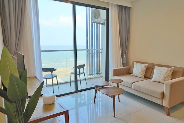 Deluxe Apartment, 2 Bedrooms, Sea View, Sea Facing | Living area | 55-inch LCD TV with digital channels, Netflix, streaming services