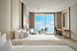 Habitación ejecutiva con 1 cama doble o 2 individuales, 1 cama de matrimonio grande, balcón | Ropa de cama de alta calidad, colchones con acolchado adicional, minibar