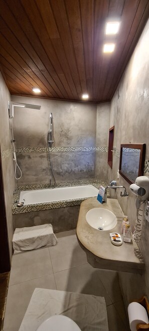 Phòng có tầm nhìn toàn cảnh, 1 giường cỡ king | Phòng tắm | Buồng tắm vòi sen, vòi sen phun mưa, máy sấy tóc, khăn tắm 