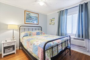 1 bedroom, desk, iron/ironing board, travel cot