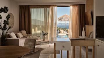 Luxury Villa, 2 Bedrooms, Private Pool, Ocean View | Living area | 55-inch Smart TV with digital channels, Netflix, streaming services