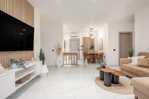 Signature Villa, 2 Bedrooms, Private Pool, Sea View | Living area | 55-inch Smart TV with digital channels, Netflix, streaming services - Ocean Luxury Villas (Zakynthos)