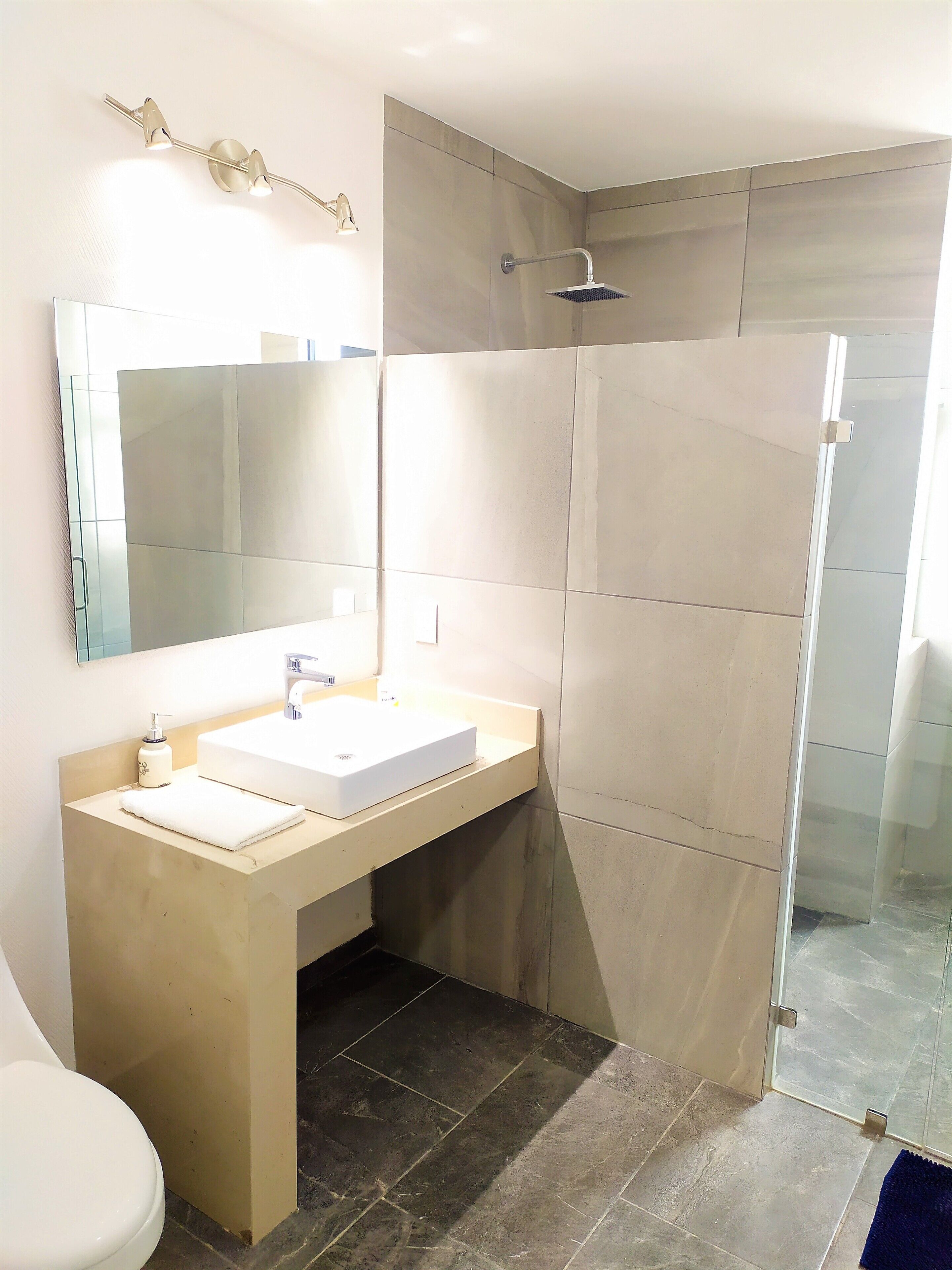 Dutxa, assecador de cabells, tovalloles i sabó 