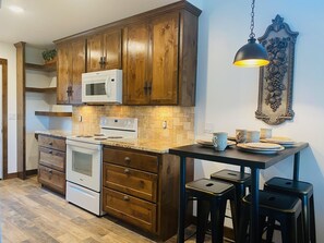 Fridge, microwave, oven, stovetop - Grand Lake's Newest Two Bedroom Two Bathroom Cottage Plus Full Hookup RV Spot  (Afton)