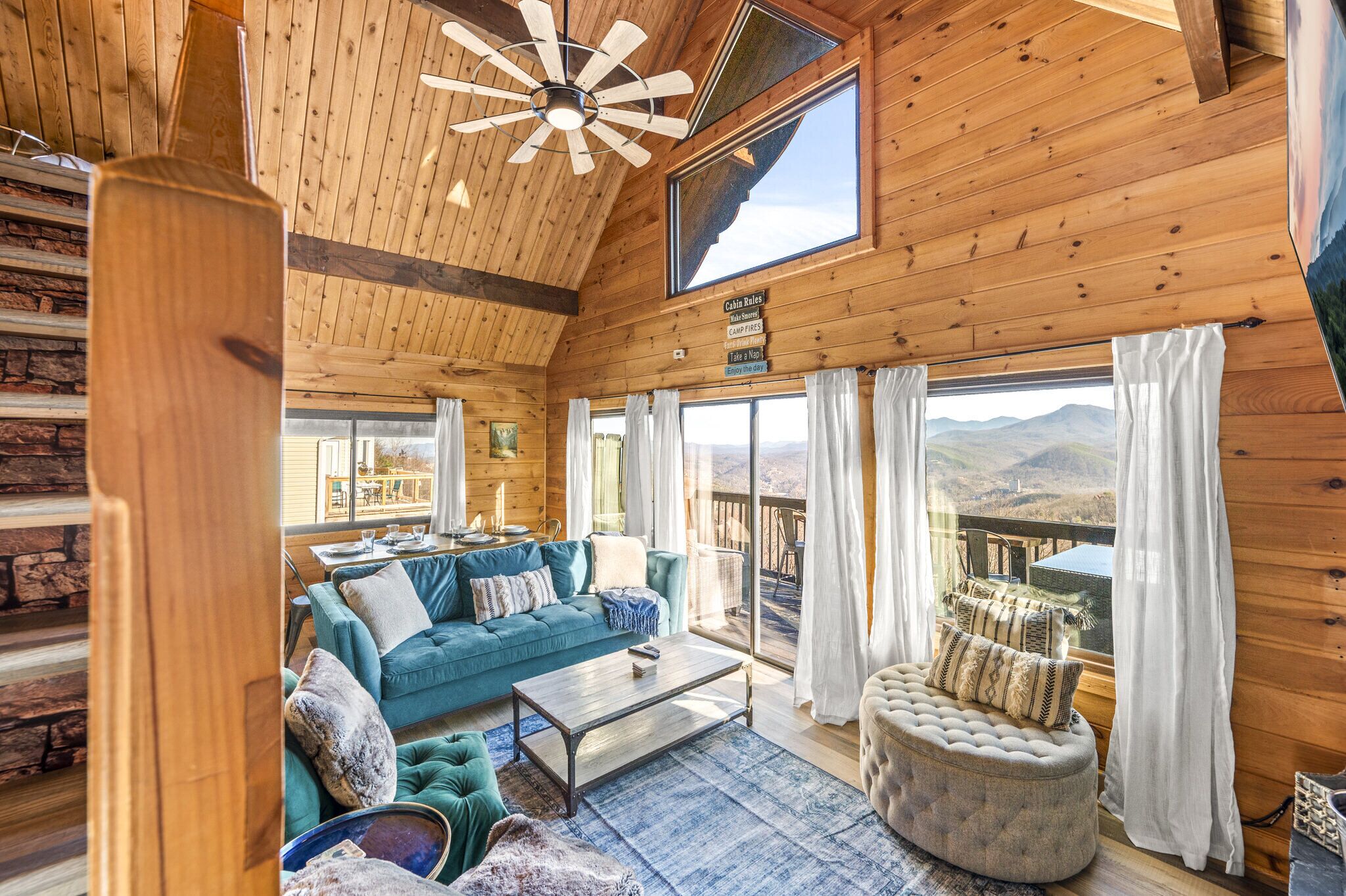 Smart TV, fireplace, video games, ping pong