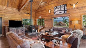 TV connectée, cheminée, espaces bureaux