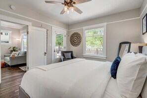 3 bedrooms, desk, laptop workspace, iron/ironing board