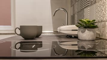 Deluxe Apartment | Private kitchen | Fridge, oven, stovetop, coffee/tea maker