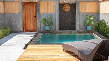 Deluxe Bungalow With Private Pool | Minibar, in-room safe, desk, laptop workspace