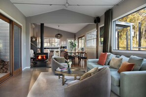 Televisión y chimenea 