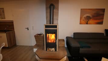 Fernseher, Kamin, Videospiele, DVD-Player