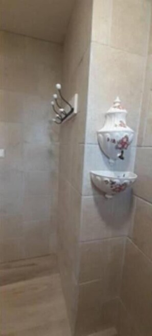 Douche, séchoir à cheveux, serviettes fournies, papier de toilette