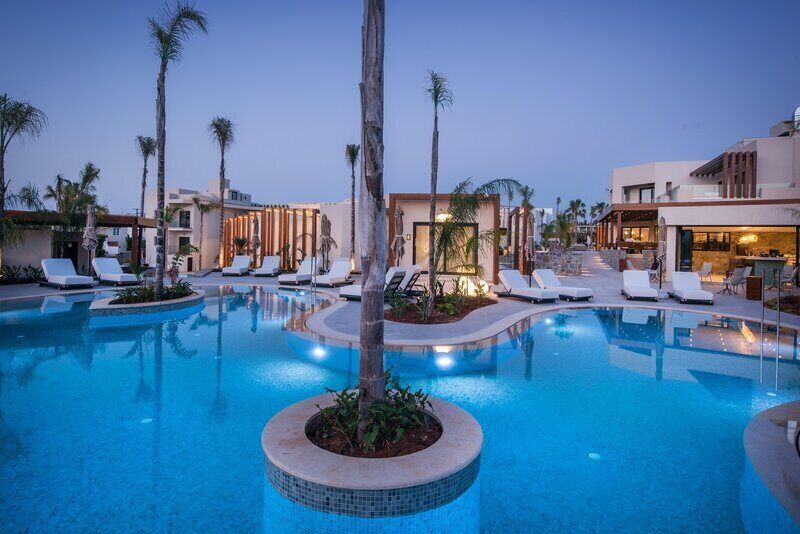 Seasonal outdoor pool, pool umbrellas, pool loungers