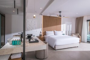 Egyptian cotton sheets, premium bedding, minibar, in-room safe