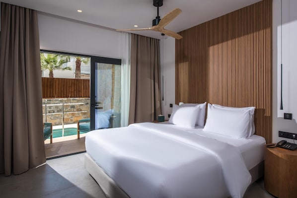 Seprai katun Mesir, seprai premium, minibar, dan brankas