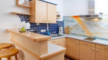 Kühlschrank, Mikrowelle, Herdplatte, Geschirrspüler