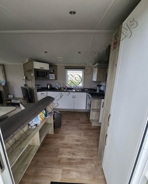 Fridge, microwave, oven, electric kettle
