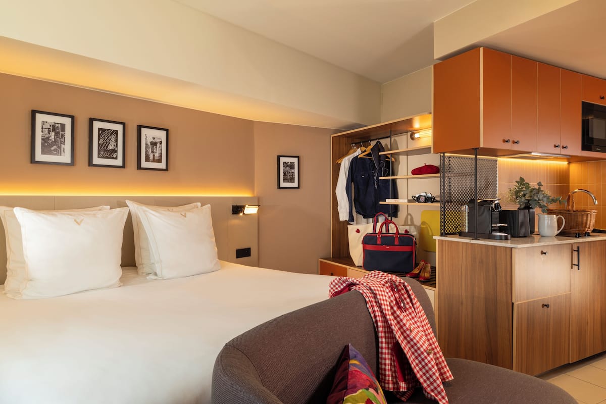 Deluxe studio, op benedenverdieping (25m2) | 1 slaapkamer, luxe beddengoed, bedden met traagschuimmatras