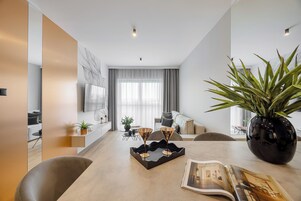 Apartamento ejecutivo, 1 habitación | Cortinas opacas y sistema de insonorización