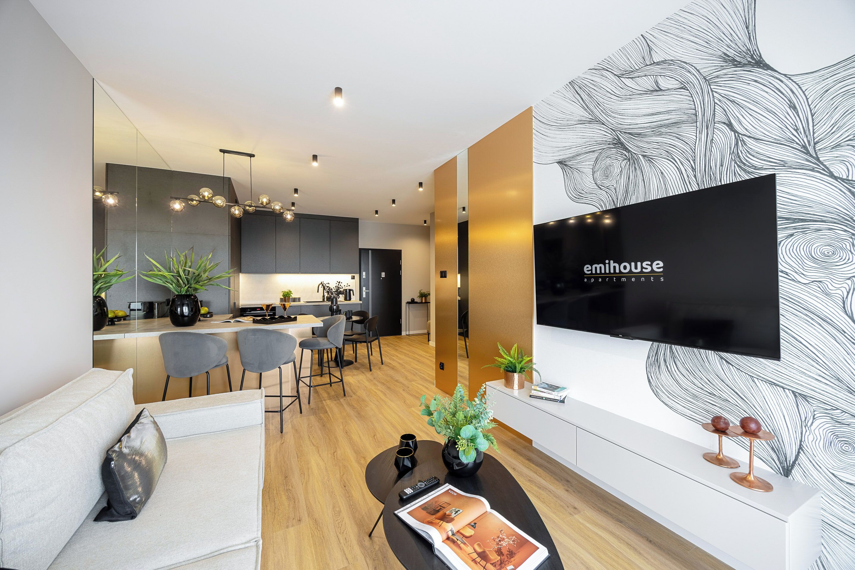 Departamento ejecutivo, 1 habitación | Área de sala de estar | Televisión de pantalla plana 