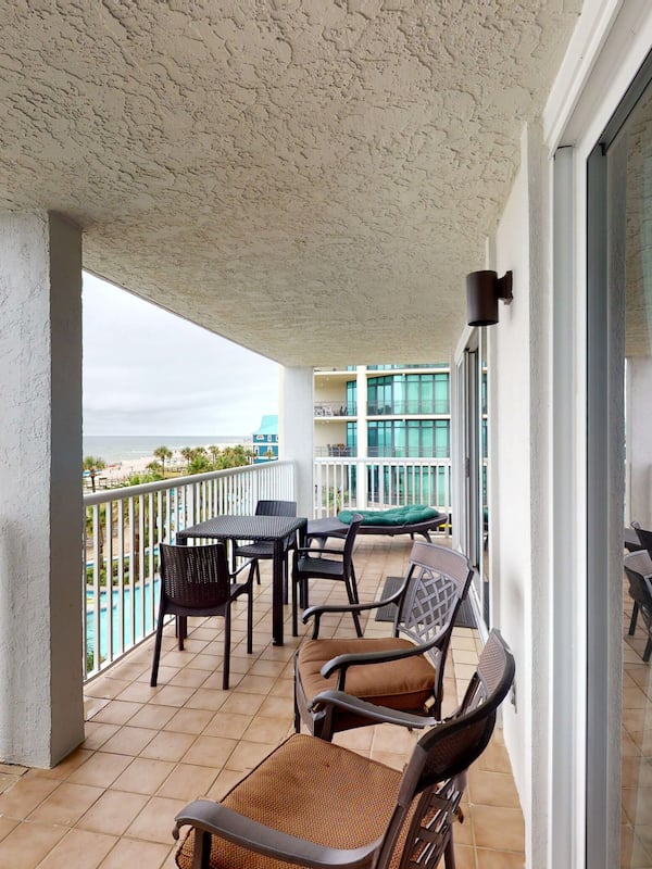Condo família, 3 quartos, sacada, vista para a praia | Sacada