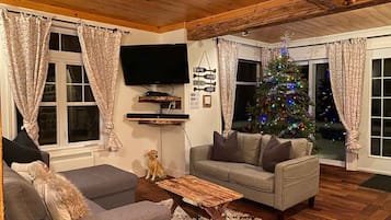 Älytelevisio, takka, työhuone