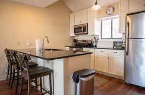 Fridge, microwave, oven, stovetop - Trailside Bliss 2BR ski-in/ski-out, Views Sleeps 8 (Ludlow)