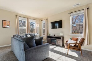 TV, fireplace