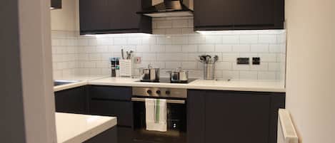 Apartment | Private kitchen | Fridge, microwave, oven, stovetop