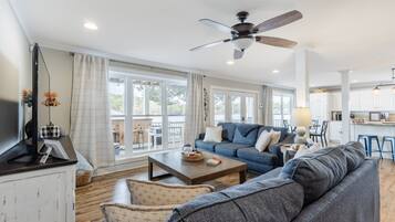 Smart TV, foosball, books