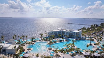 2 outdoor pools, open 8:00 AM to 8:30 PM, pool cabanas (surcharge)