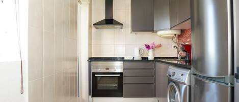 Fridge, microwave, oven, dishwasher