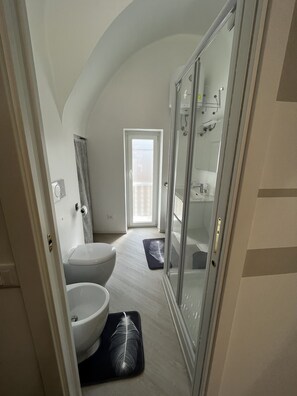 Sèche-cheveux, serviettes fournies, savon, papier toilette