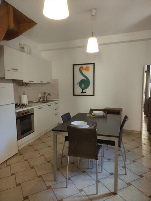 Fridge, oven, stovetop, coffee/tea maker