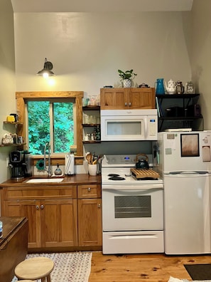 Coffee/tea maker, fridge, microwave, oven - Whimsical Creekside Cabin (Vesuvius)