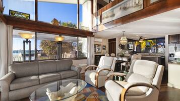 Smart TV, fireplace, DVD player, books