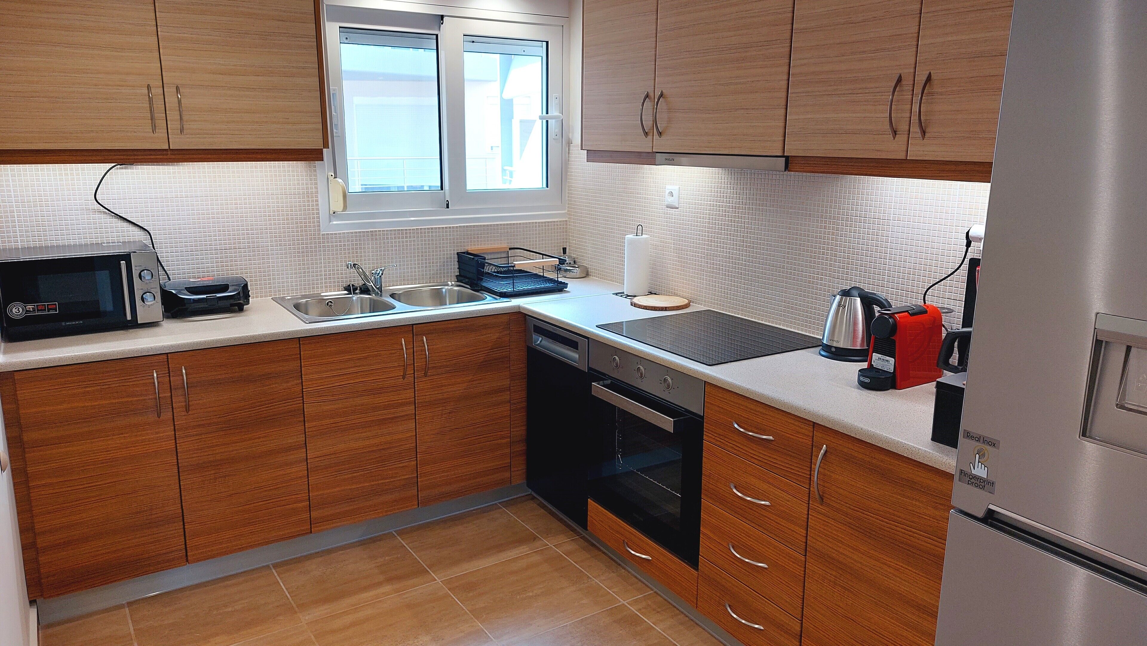 Apartment | Private kitchen | Full-size fridge, microwave, oven, stovetop