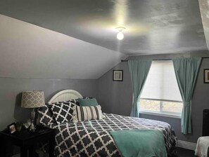 1 bedroom, iron/ironing board, travel cot, bed sheets